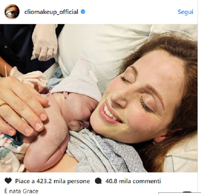 ClioMakeUp è diventata mamma: nata la figlia Grace Cloe FOTO