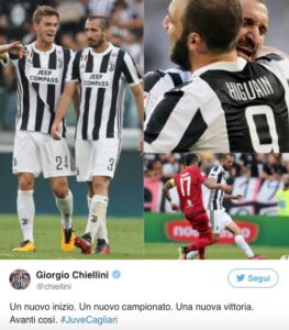 Juventus, Giorgio Chiellini dimentica Bonucci: pubblica foto con Rugani