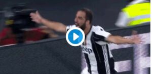 Gonzalo Higuain video gol Juventus-Olympiacos, esultanza rabbiosa dopo la rete