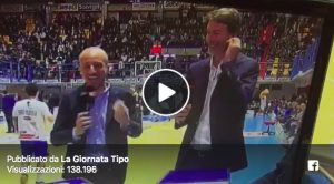 Video, giornalista Rai Sport "investito" da Marco Cardillo prima di Brindisi-Capo d'Orlando di Basket