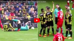 YOUTUBE Arbitro cade durante Vitesse-Twente, calciatori lo ammoniscono