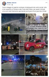 Torino, guerriglia al corteo anarchico: assaltato bus. Salvini: "Infami, in galera"