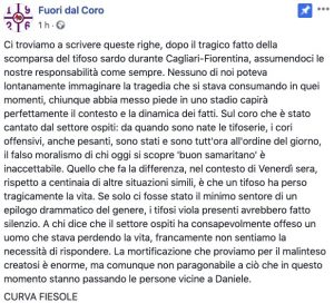 "Devi morire" a tifoso Cagliari morto per infarto, Curva Fiesole: "Non lo avremmo fatto se avessimo capito la gravità della situazione"