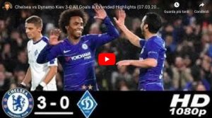 Chelsea-Dinamo Kiev 3-0, Sarri ipoteca qualificazione ai quarti di Europa League