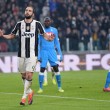 Juventus-Napoli 2-1, Gonzalo Higuain non esulta dopo il gol (foto Ansa)