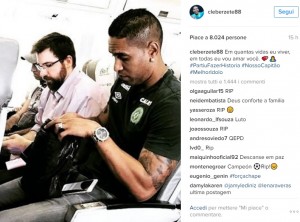 Chapecoense, disastro aereo: il messaggio Instagram di Cleber Santana prima dello schianto