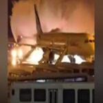 Aereo in fiamme in Corea del Sud