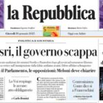 La prima pagina di Repubblica