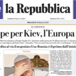La Repubblica, prima pagina di oggi