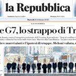 La prima pagina di oggi di Repubblica
