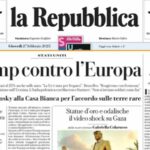 La prima pagina di oggi di Repubblica