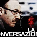 La locandina del film La conversazione, di Francis Ford Coppola, con l'attore Gene Hackman in evidenza