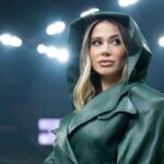 Diletta Leotta con il cappuccio prima di Inter-Fiorentina