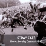 Gli Stray Cats durante un'esecuzione live del 1983 in strada, con il bassista che si arrampica sul contrabbasso mentre chitarrista e batterista saltano come invasati, circondati da una folla numerosa di spettatori