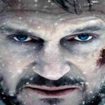 La locandina del film The grey, con il primissimo piano dell'attore Liam Neeson