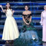 Carlo Conti insieme a Miriam Leone, Elettra Lamborghini e Katia Follesa