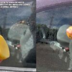 strofina una patate sul vetro dell'auto