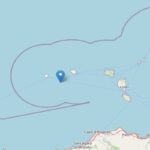 L'epicentro del terremoto avvenuto al largo di Messina