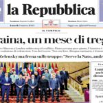 La prima pagina di oggi di Repubblica