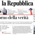 Repubblica, la prima pagina di oggi