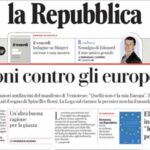 Repubblica, la prima pagina di oggi
