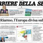 Il Corriere della Sera, la prima pagina di oggi