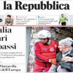 Repubblica, la prima pagina di oggi