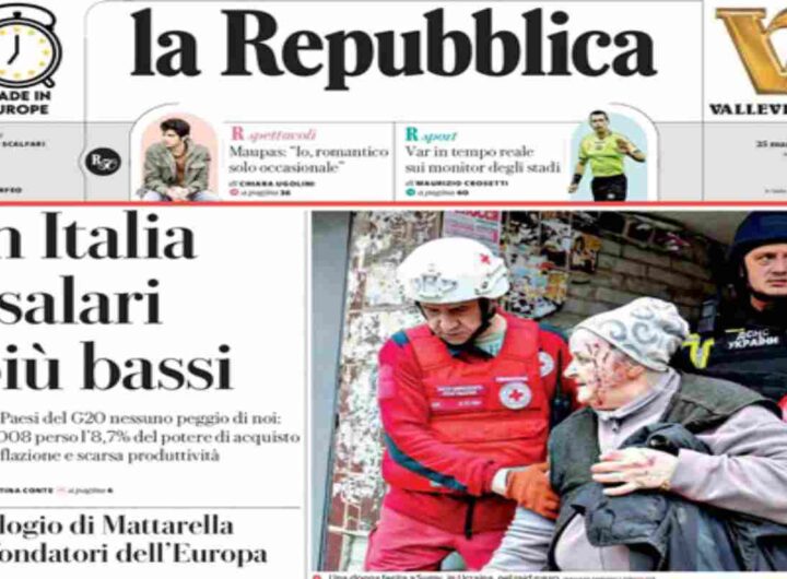 Repubblica, la prima pagina di oggi