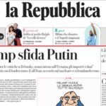 Repubblica, la prima pagina di oggi