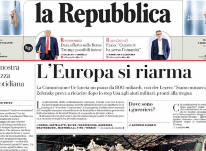 Repubblicas, la prima pagina di oggi