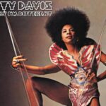 Betty Davis ritratta sulla copertina di un suo album con caratteristici vestiti sgargianti, fra l'etnico e il futuristico