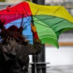 Una donna con l'ombrello