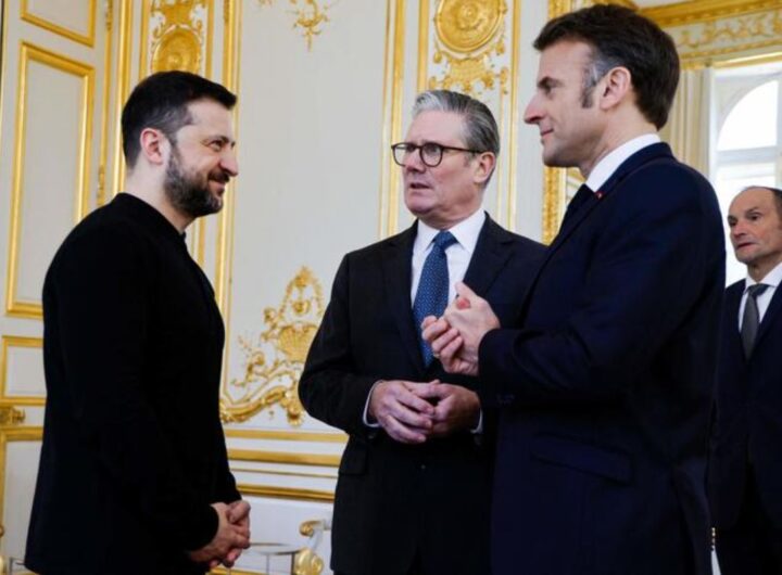 macron con zalensky e stramer