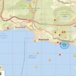 La mappa dell'epicentro del terremoto avvenuto nella notte