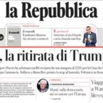 Repubblica, la prima pagina di oggi