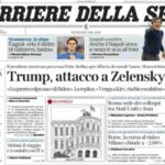 Il Corriere della Sera, la prima pagina di oggi