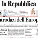 Repubblica, la prima pagina di oggi
