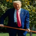 Donald Trump con il badile alla Casa Bianca