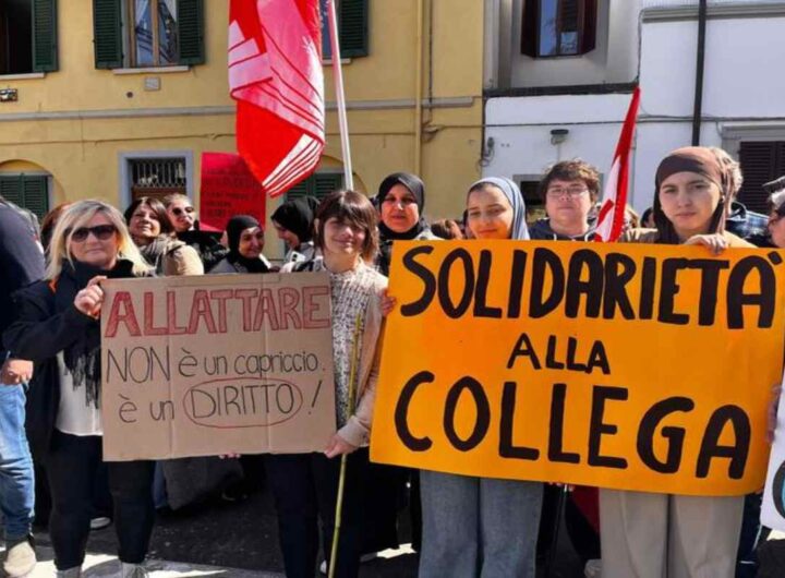 La protesta per la professoressa sanzionata per aver insegnato durante i permessi allattamento
