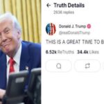 Il post di Trump apparso su Truth prima della sospensione dei dazi