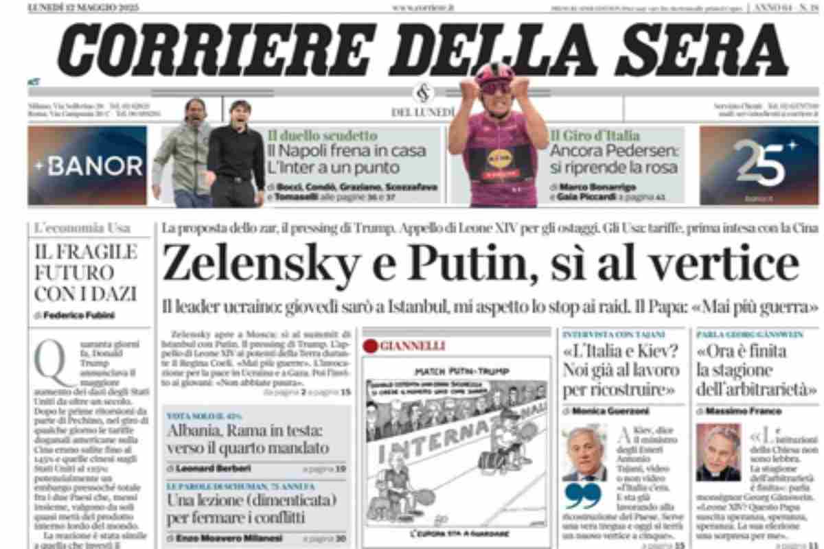 L’EDICOLA, Il Corriere: “Zelensky e Putin, sì al vertice”. La Stampa: “Pace, Zelensky sfida Putin”. La Verità: “Tra Russia e Ucraina forse è la volta buona”
