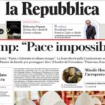 Repubblica, la prima pagina di oggi