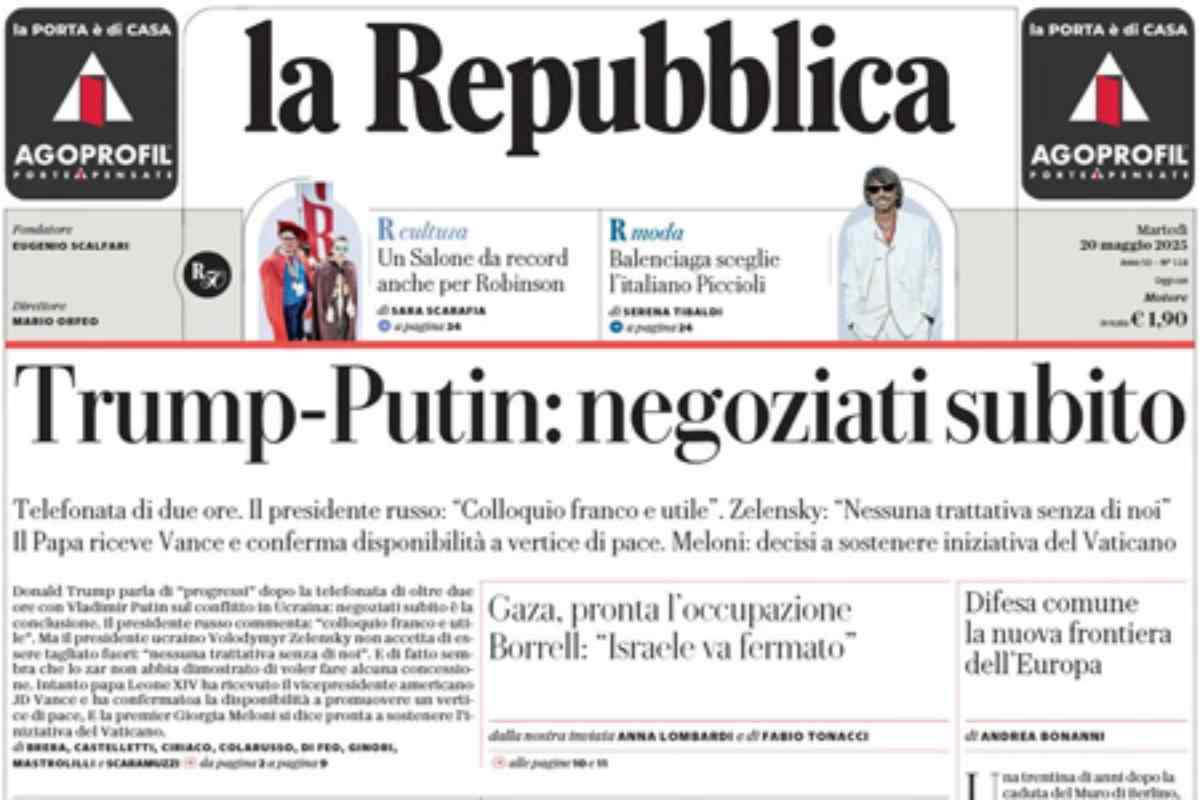 L’EDICOLA, Repubblica: “Trump-Putin: negoziati subito”. Il Corriere: “Trump-Putin, prove di tregua”. Il Fatto: “Putin apre a Trump: Accordi, poi tregua”