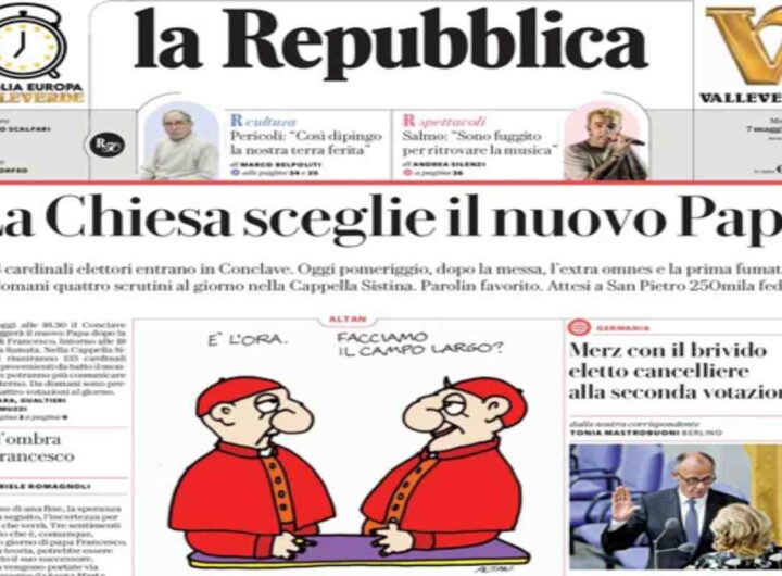 Repubblica, la prima pagina di oggi