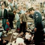 Corpi a terra durante la tragedia dell'Heysel