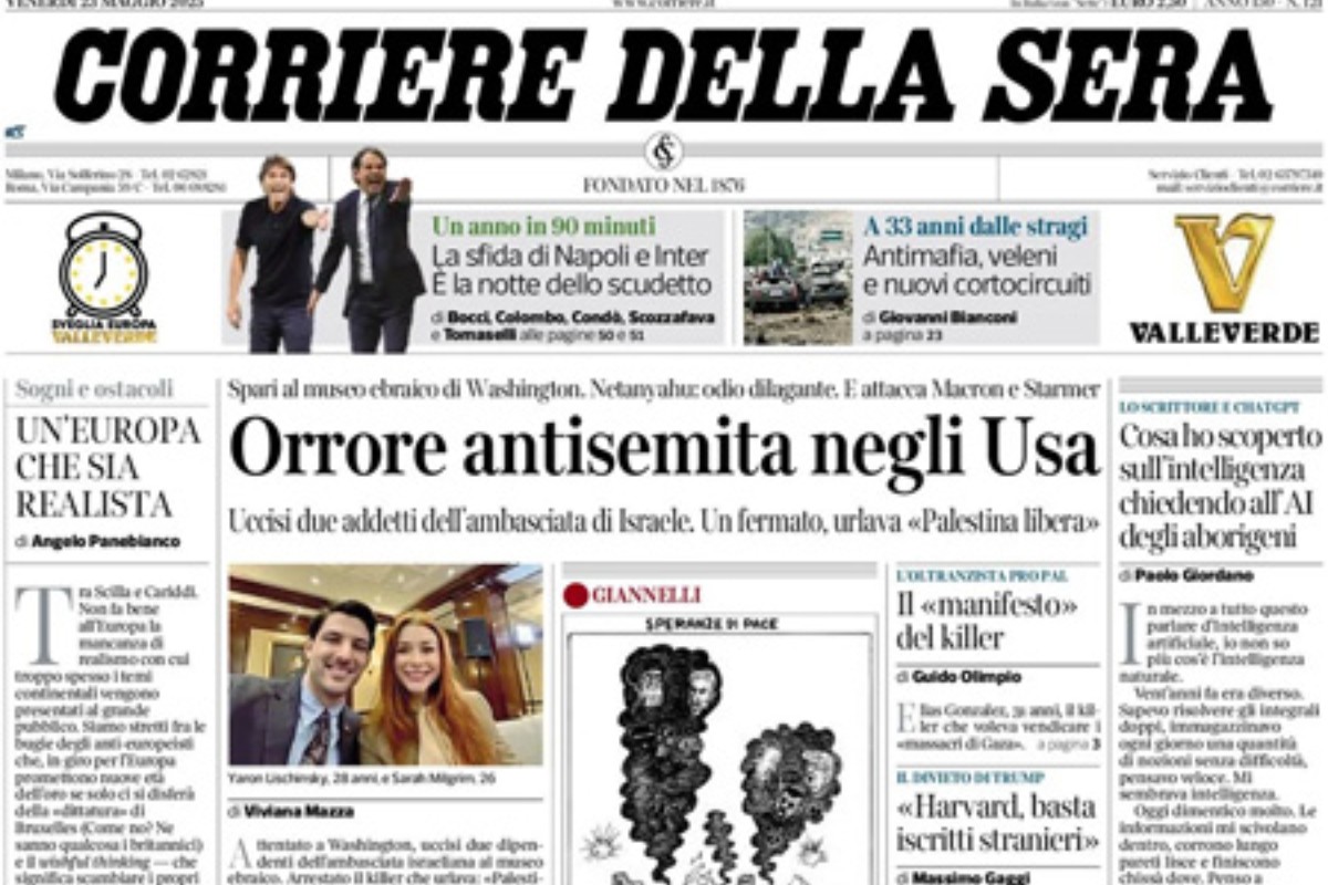 L’EDICOLA, Corriere: “Orrore antisemita negli Usa”. Il Giornale: “Allarme ceto medio”. Libero: “Garlasco è un caso politico”