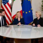 Strage continua in Ucraina e Gaza: ecco come reagiscono i politici italiani, nella foto: meloni vance von der leyen parlano di pace