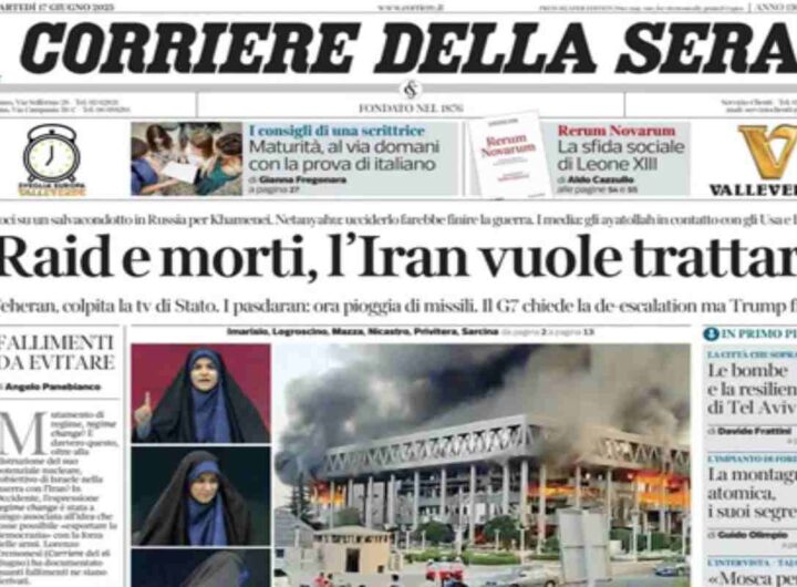Il Corriere della Sera, la prima pagina di oggi