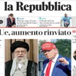 La Repubblica, la prima pagina di oggi