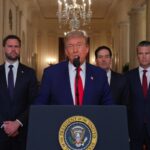 Trump il paciere è sicuro: entro una settimana sarà pace a Gaza: venisse un po’ anche in Italia, nella foto Donald Trump